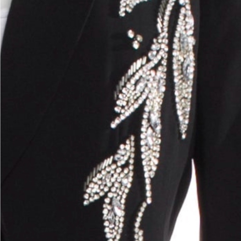 cinq a sept Black Blazer with Silver beaded Leaf Embellishment - Picture 6 of 13